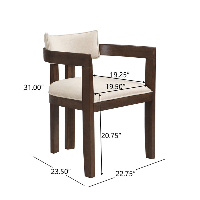 Evelyn Ensemble de 2 chaises de salle a manger en bois de caoutchouc avec accoudoirs et assise rembourree, noyer