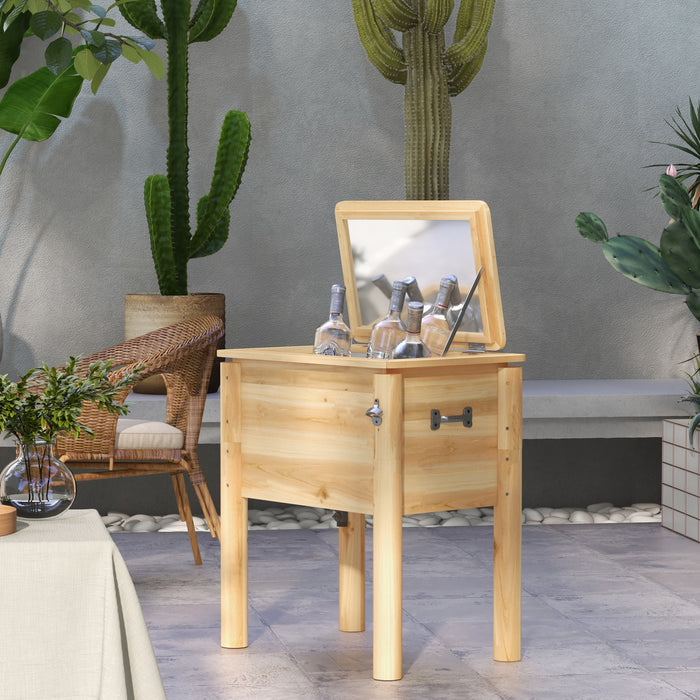 Outsunny - Refroidisseur de patio en bois de 54 litres, table refrigerante d'exterieur, finition naturelle