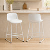 HOMCOM Modern Bar Stools Set of 2, PU Leather Upholstered Barstools, White