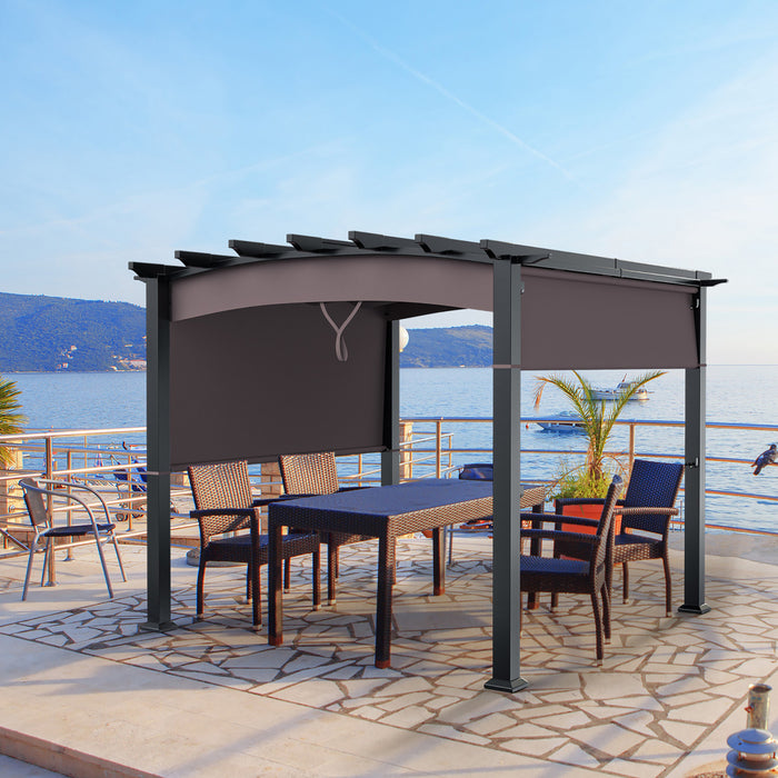 Costway 10 X 10ft Patio Pergola Gazebo Parasol Abri Avec Auvent Retractable
