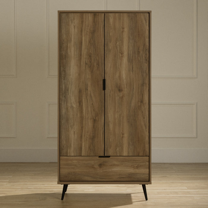 Oxford Armoire-penderie Avec Portes Et Tiroir - Manguier Naturel