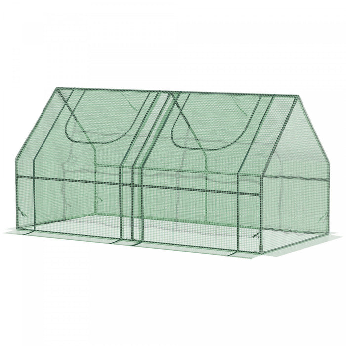 Outsunny Mini Serre 6' X 3' X 3' Avec 2 Couvertures Pe/plastique Vert Fonce