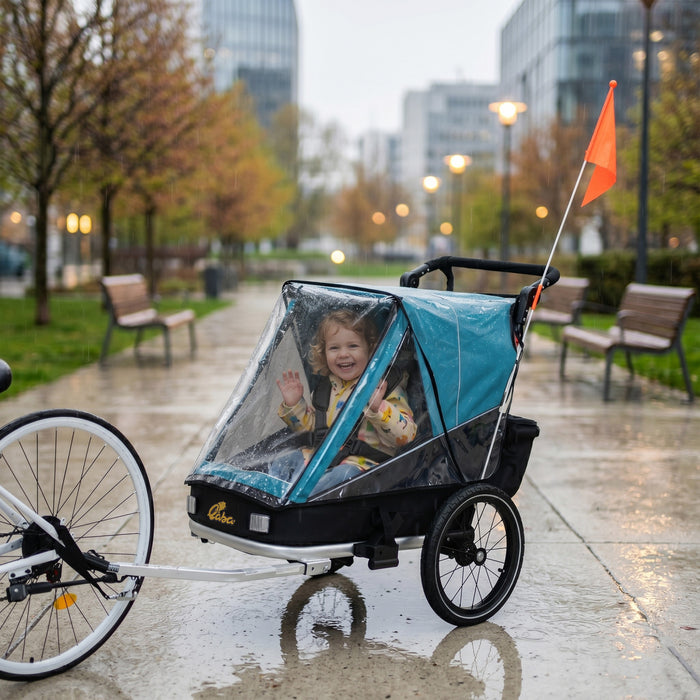 Qaba Remorque de Velo pour Enfants, Poussette & Jogger 3-en-1 avec Siege Inclinable