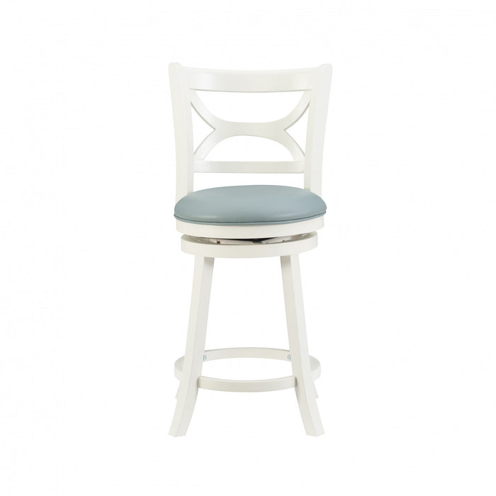 Tabouret Sawyer de hauteur comptoir en similicuir - crème et bleu