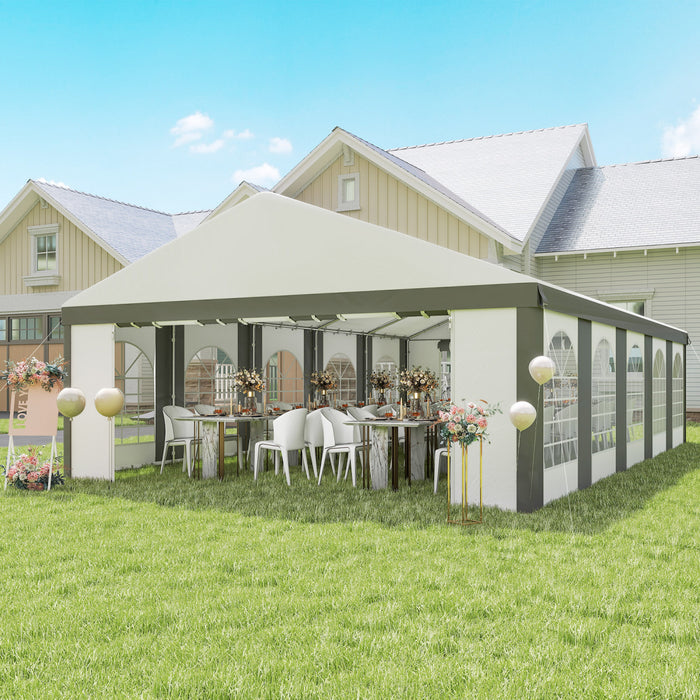 Outsunny Tente de Reception et Abri de Voiture 10 x 6 m pour Evenements Exterieurs, Gris