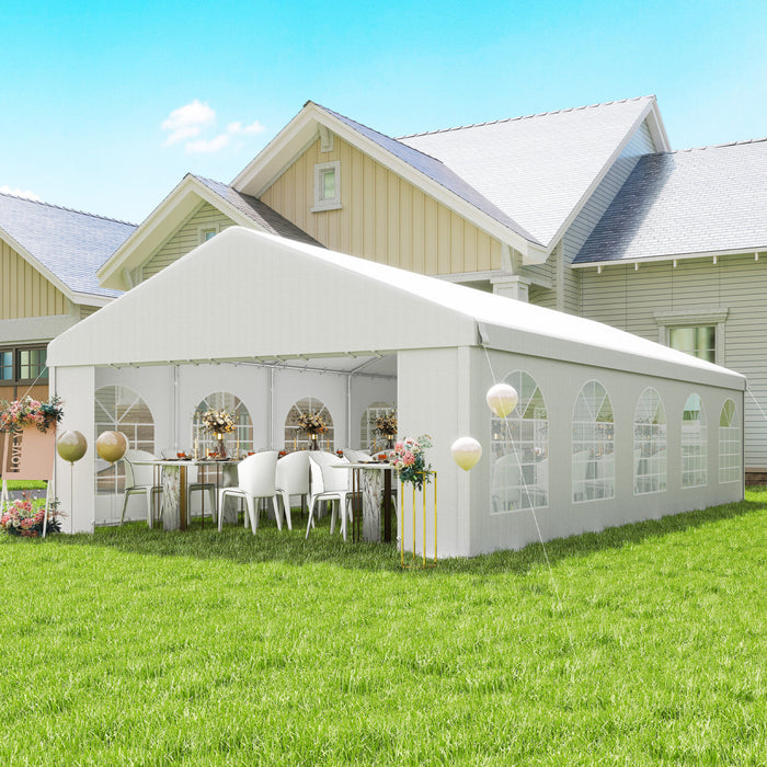 Outsunny Tente de Reception 16'x32' pour Evenements Exterieurs, Blanc