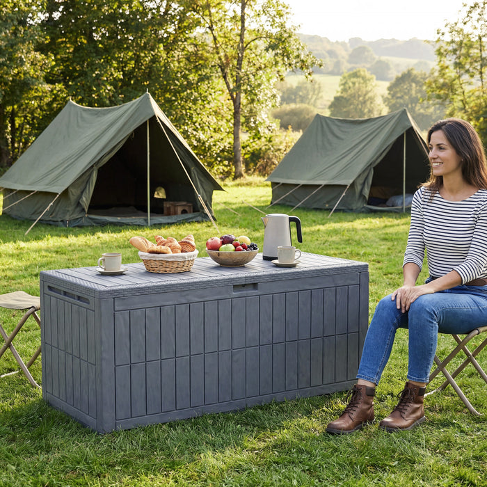 Outsunny Coffre de Rangement Resine 680 L, Impermeable et Verrouillable