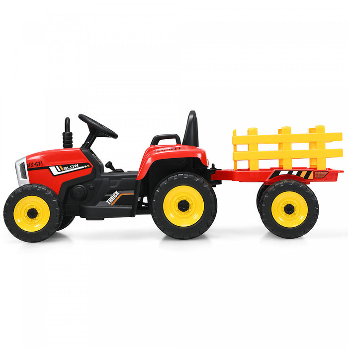 Costway Tracteur A Remorque Electrique 12v Avec Telecommande Et Lumieres Led
