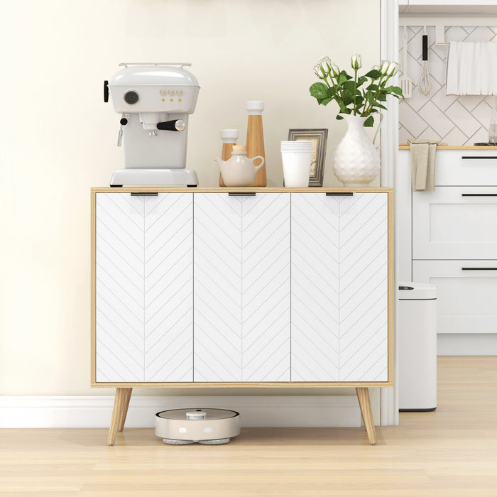 HOMCOM Armoire de rangement buffet armoire d'appoint etageres reglables