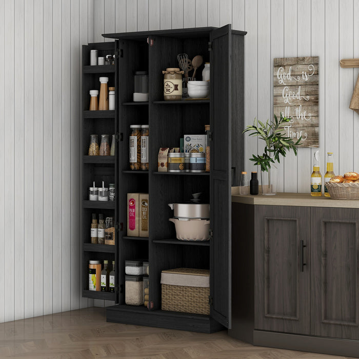 HOMCOM Meuble de rangement de cuisine de 70\" de haut avec etageres, noir