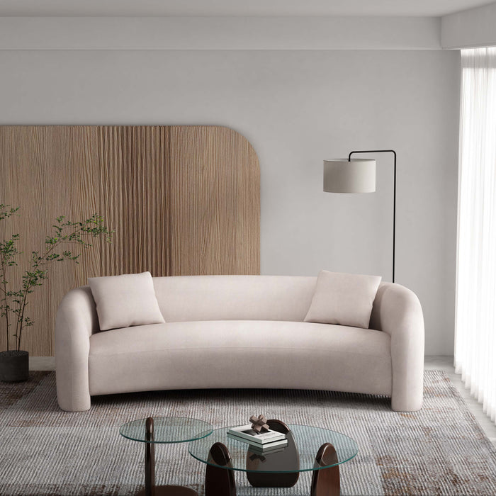 Canape deux places moderne glamour Sylvia 264 cm en tweed ivoire
