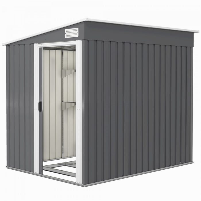 Outsunny Abri De Rangement Exterieur 5 X 7 Pieds Avec Fondation, Gris Fonce