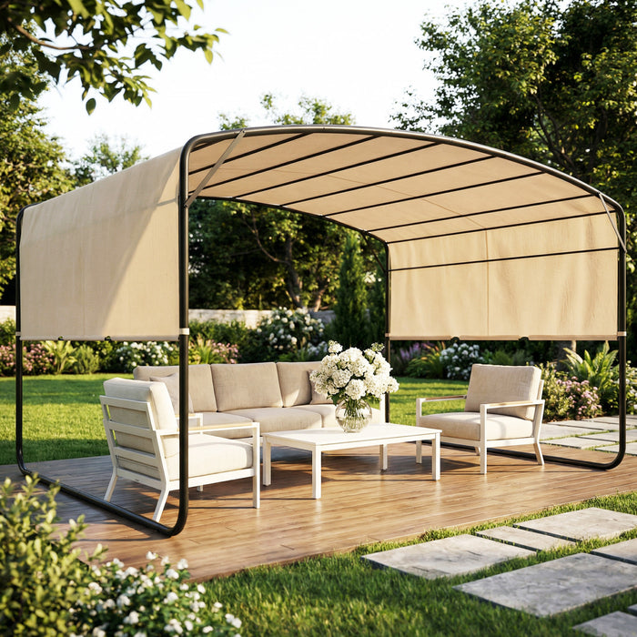 Outsunny Pergola retractable 10' x 13', pergola exterieure en metal