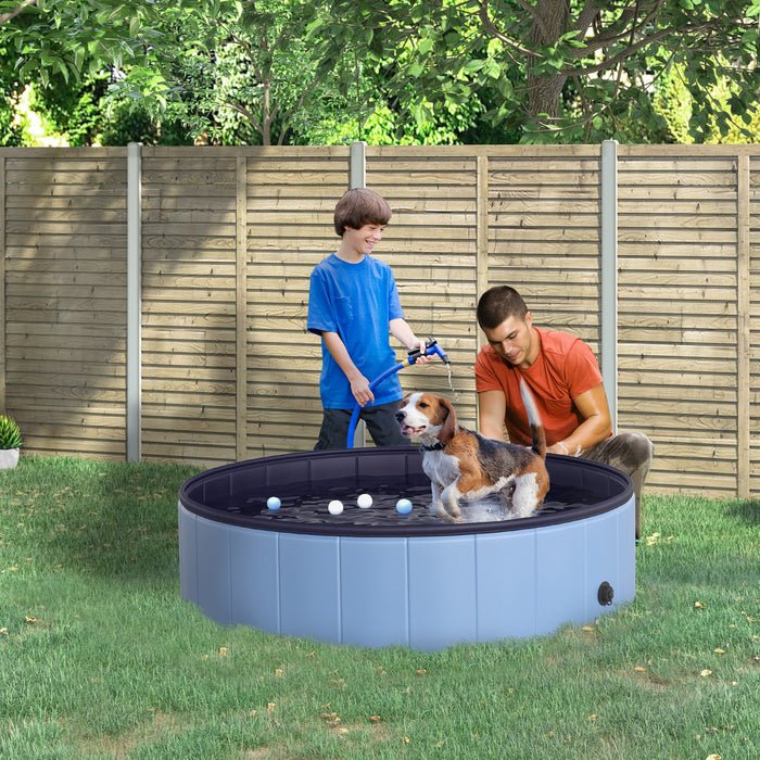 Pawhut Piscine Pour Chiens Bassin Pliable Bouchon Vidange Fond Antiderapant Diametre 1,20 M Bleu