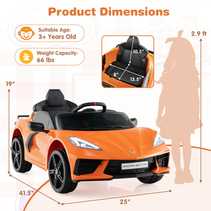 Costway 12v Electrique Enfants Ride On Car Avec Telecommande Connection Sans Fil Lumieres Orange