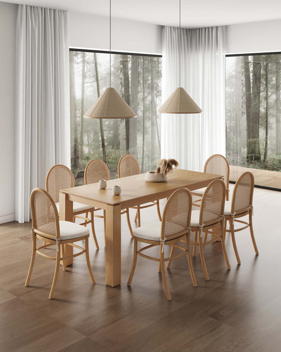 Paragon et Rockaway Ensemble de salle a manger moderne chic industriel 9 pieces en flocon d’avoine et naturel