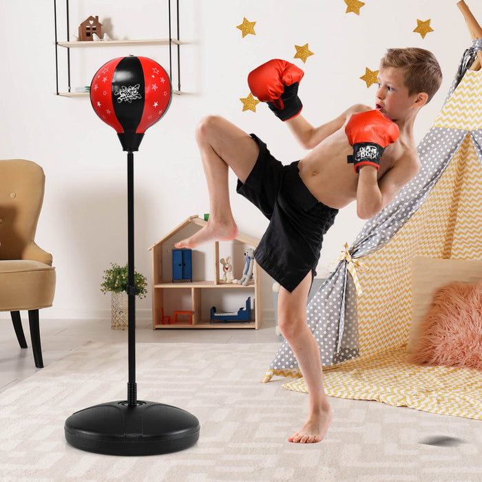 Ensemble De Boxe Pour Enfants, Support Pour Balle De Boxe Reglable En Hauteur, Pompe A Main, Gants De Boxe Pour Enfants Garcons Et Filles, Ensemble De Sac De Boxe Autoportant