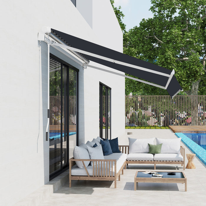 Outsunny Pare-soleil Manuel Retractable Abri De Terrasse, Noir