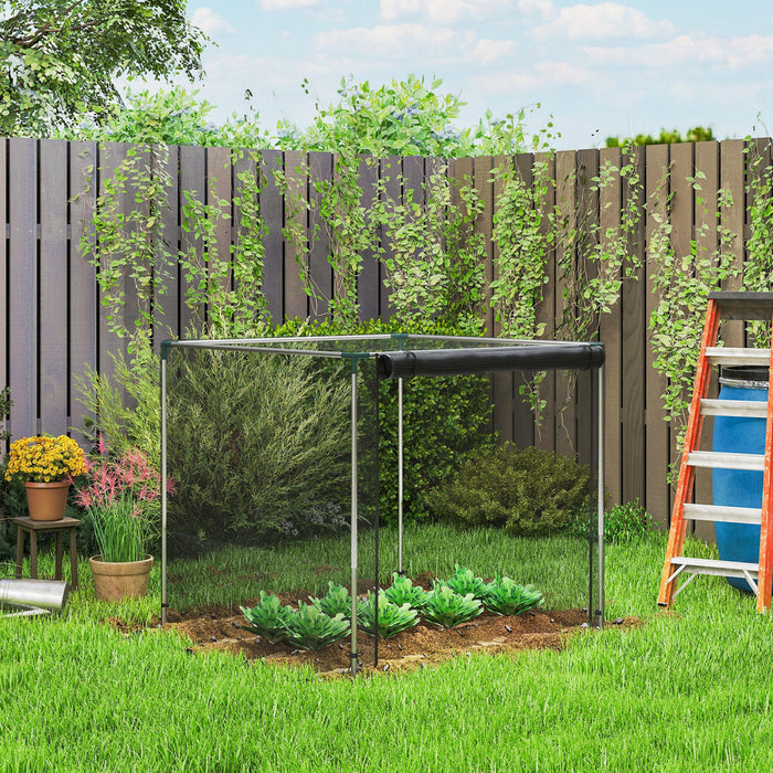 Outsunny Cage a Recoltes 120 x 120 cm, Tente de Protection des Plantes avec Porte, Noir