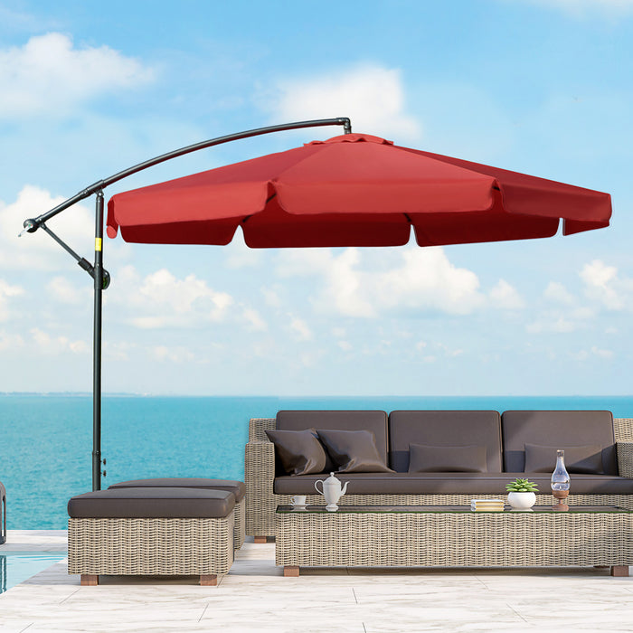 Outsunny Parasol De Patio, Rouge
