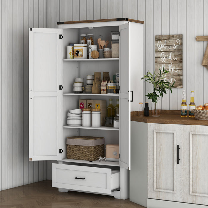 HOMCOM Armoire de rangement de cuisine avec etageres reglables, blanc