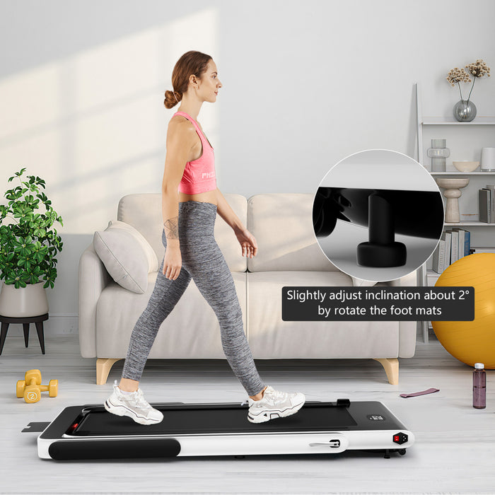 Tapis De Course Pliable 2 En 1 Superfit, Avec Haut-parleur, Telecommande Et Controle Via Application, Moteur 2,25 Hp, 2 Modes : Marche Et Course, Vitesse De 1 A 12 Km/h, Blanc