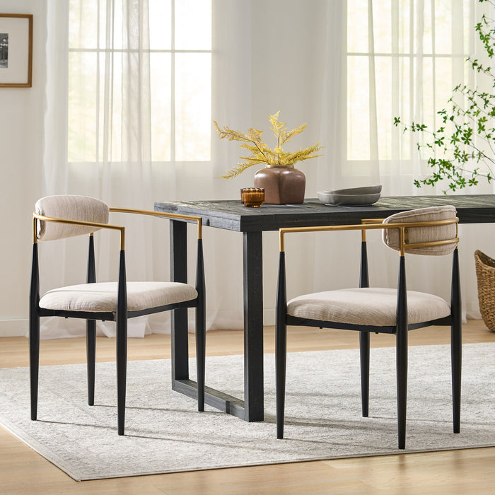 Ensemble De 2 Chaises De Salle À Manger Mila Avec Revêtement En Tissu Et Structure En Metal - Beige Et Noir