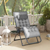 Chaise Longue A Gravite Zero Rembourree Outsunny, Chaise Inclinable Pliante, Grise