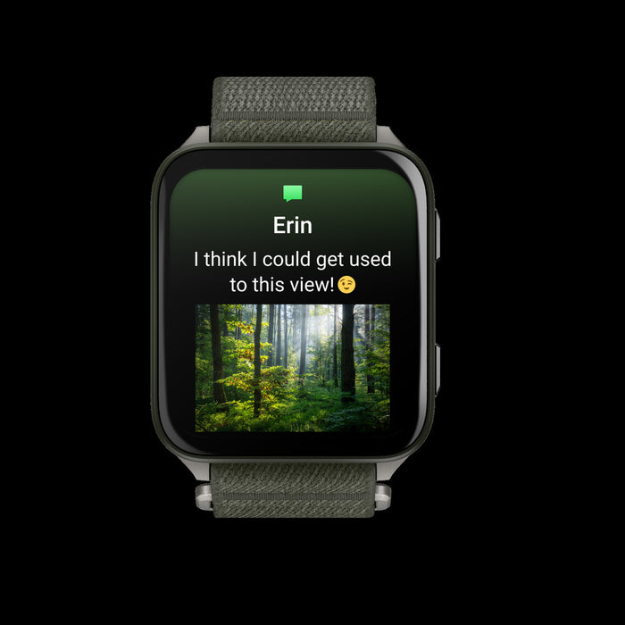 Montre intelligente Garmin Venu X1 Moss legere - Suivi exterieur, boitier en titane, bracelet ComfortFit, surveillance de la sante, commandes vocales, stockage de musique