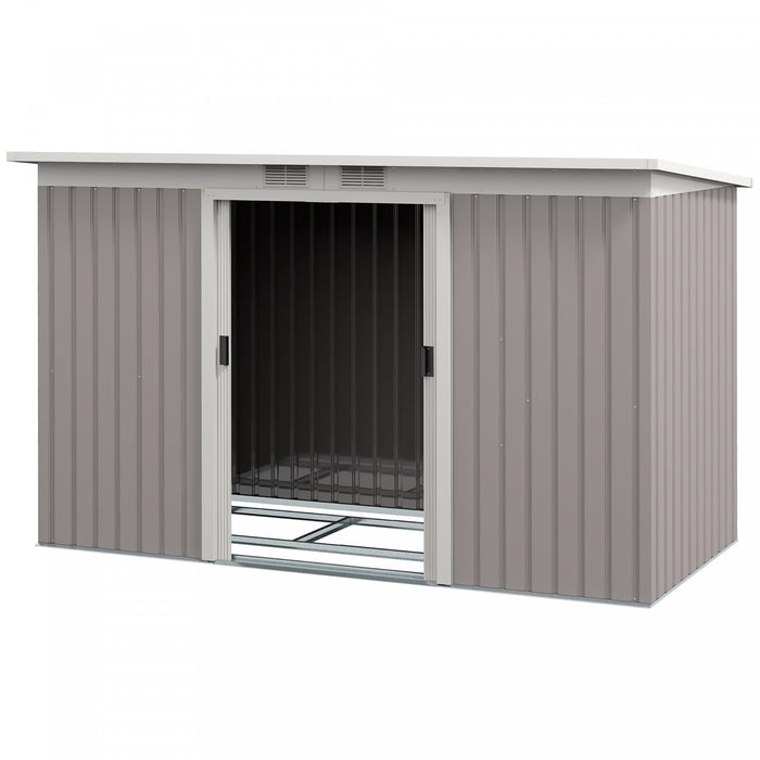 Outsunny Abri De Jardin En Metal 9' X 4' Avec Porte Coulissante, Vert Fonce
