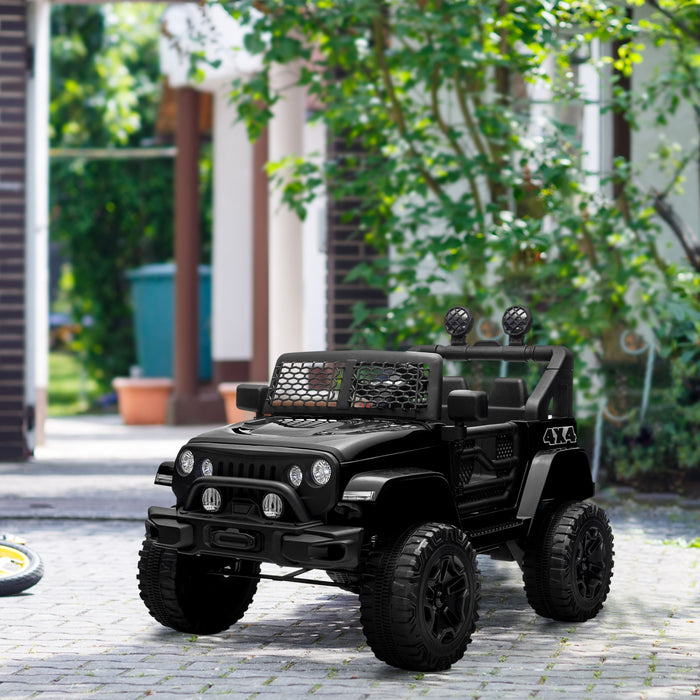 Aosom Camion Pour Enfants 12 V Avec Telecommande Parentale, Voiture Electrique A Piles Avec Suspension A Ressort, Vitesse Reglable, Lumieres Led Et Klaxon, Noir