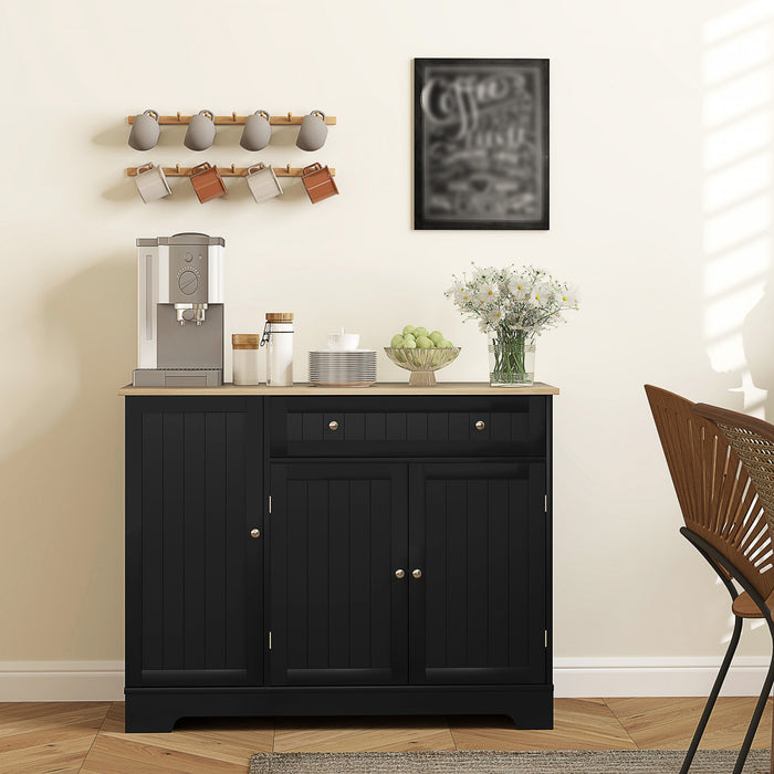 HOMCOM Buffet 41\" avec tiroir de rangement et etagere reglable, noir