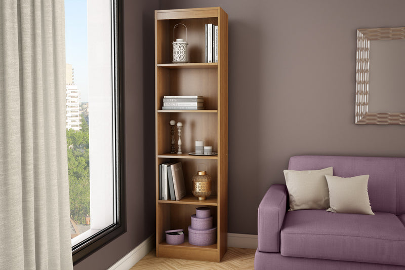 Bibliothèque étroite Axess à 5 tablettes - cerisier morgan