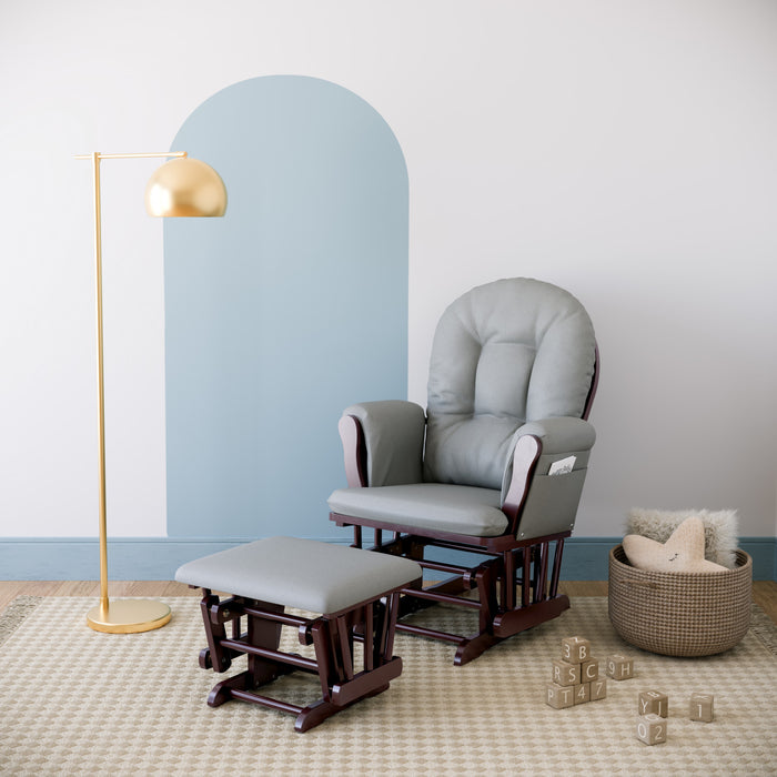Storkcraft Hoop Fauteuil bercant et pouf - Espresso avec gris clair