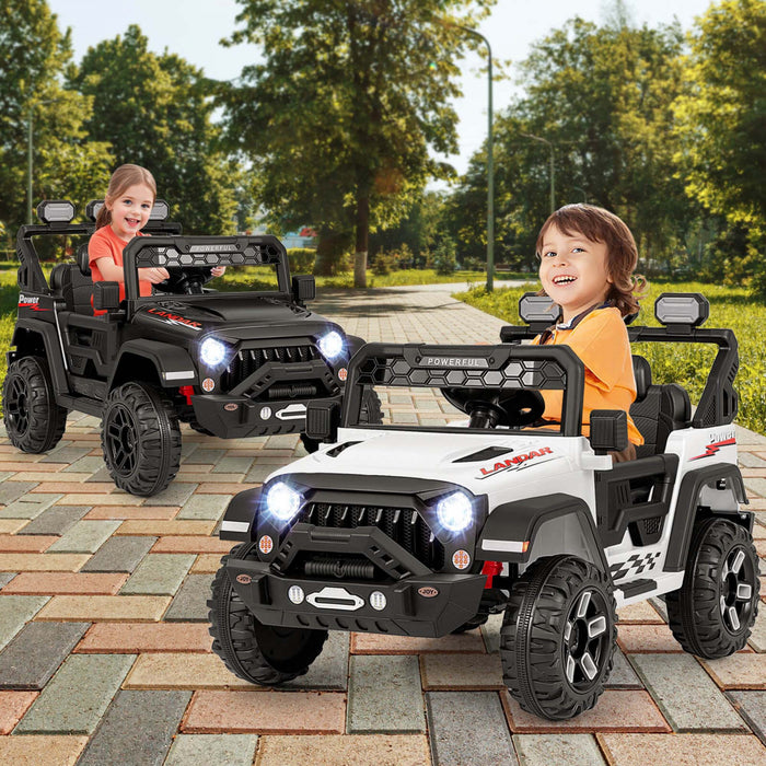 Costway 12v Enfants Roulent Sur Le Camion Avec La Suspension De Ressort Des Moteurs 2 * 12v Et La Telecommande Blanche