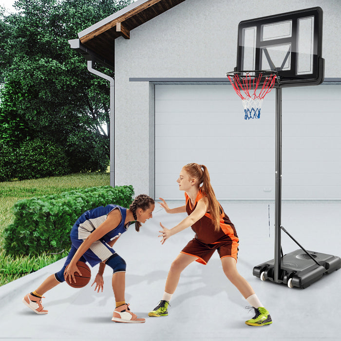 Panier De Basket Reglable En Hauteur 135-305cm, Jeu De Basket-ball Avec Panneau Arriere Incassable, Roues Et Base Remplissable, Support De Basket-ball Pour Enfants, Adolescents Et Adultes