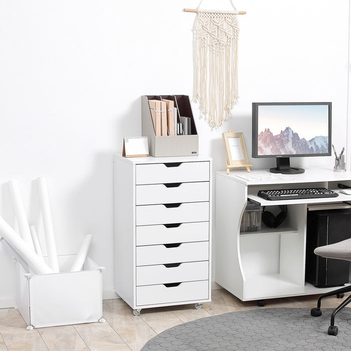 Vinsetto Classeur Vertical A 7 Tiroirs Armoire De Rangement De Bureau