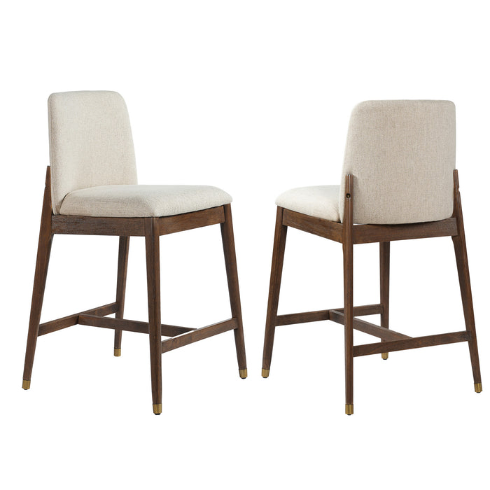 Clara – Lot de 2 tabourets de bar en bois d’hevea, finition noyer