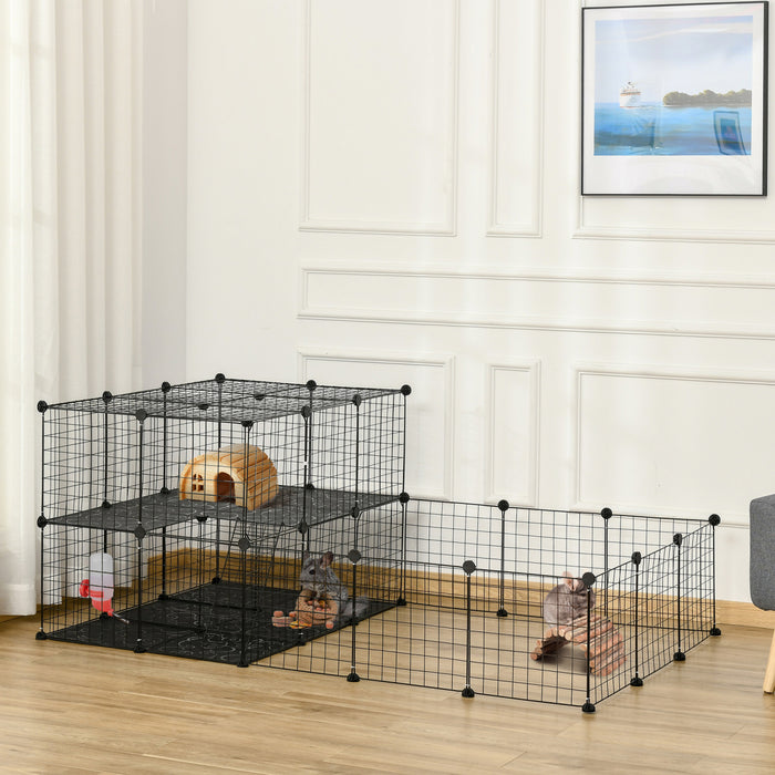 Pawhut Enclos Pour Petits Animaux Parc Pour Chiot Cloture Pour Animaux Domestiques Modulable Diy 47 Panneaux Noir