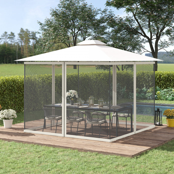 Outsunny Moustiquaire De Remplacement Pour Tonnelle 10' X 10', Blanc