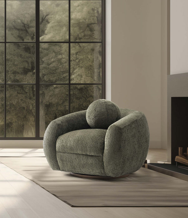Fauteuil lounge Tribeca style mid-century en chenille vert olive