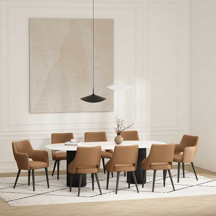 Ensemble de 8 chaises de salle a manger Tremont Modern en cuir couleur selle
