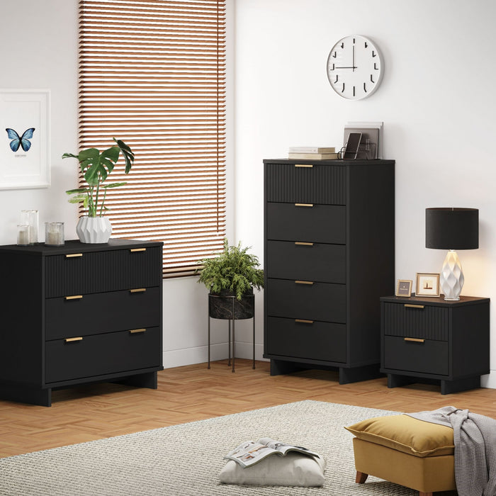 Ensemble de commode moderne Granville 3 pieces en noir