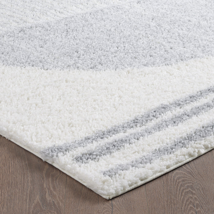 Carpette à poil long Paris crème à motif de cercles - 6 pi 7 po x 9 pi 6 po