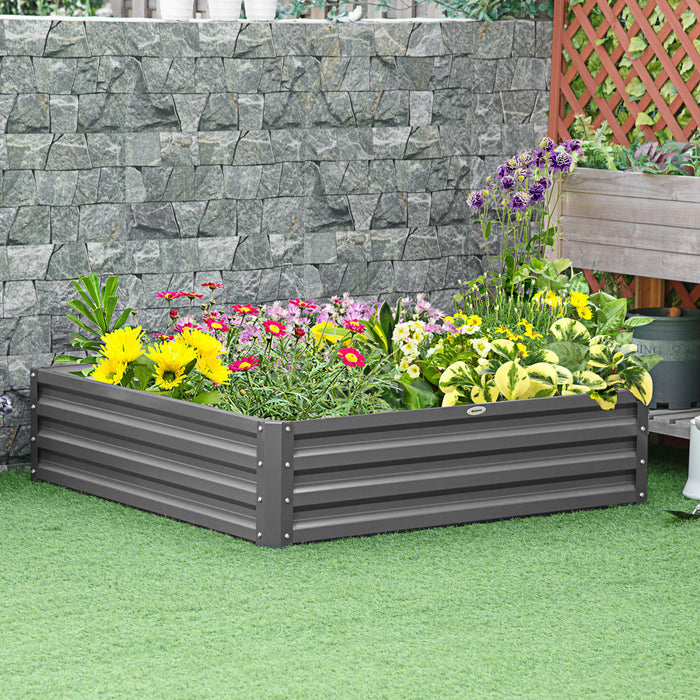 Outsunny Jardiniere Surelevee En Acier Galvanise 4 Pi X 4 Pi X 1 Pi Pour Legumes, Fleurs, Herbes, Gris Clair
