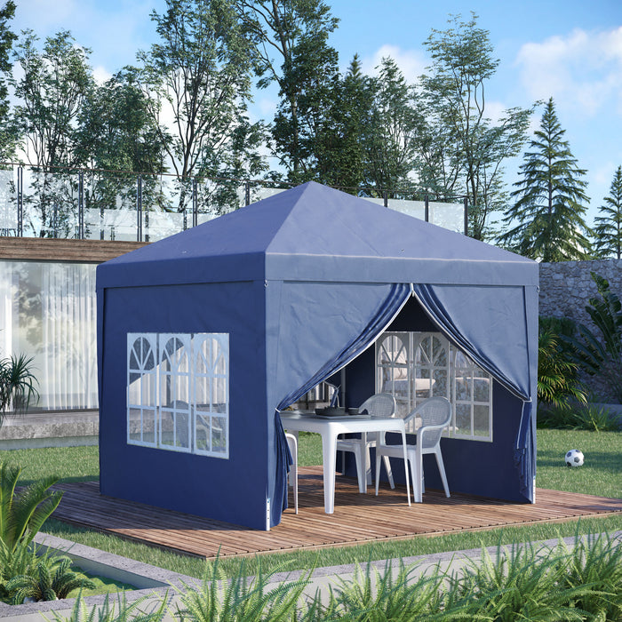 Outsunny 10'x10' Tente De Reception Tonnelle Avec Sac De Transport (bleu)
