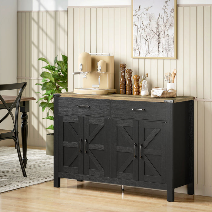 Buffet HOMCOM avec Tiroirs et Etageres, Buffet de Style Ferme