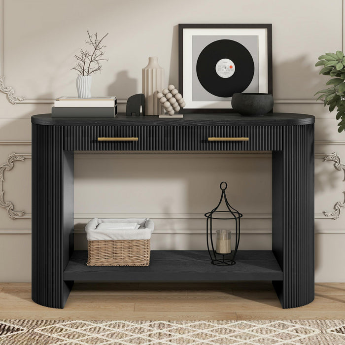 Console moderne Olivia 120 cm avec rangement et tiroirs - noire