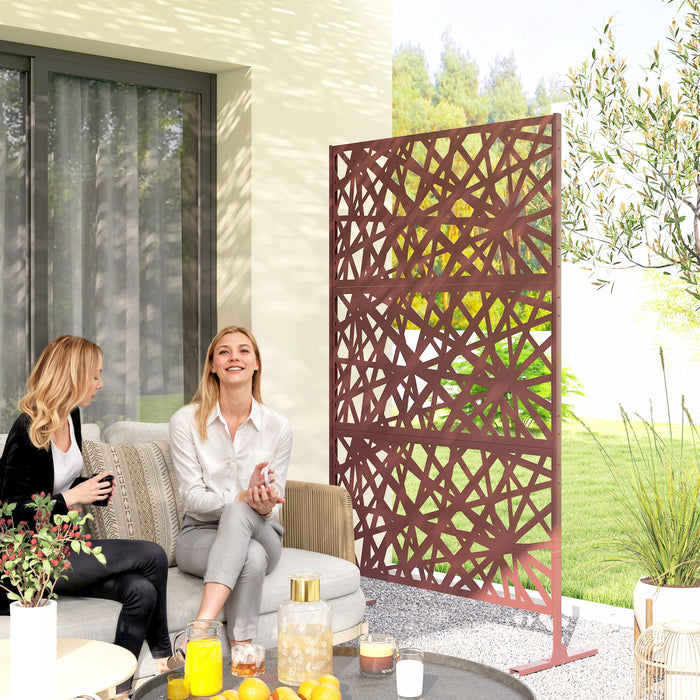 Ecran de confidentialite exterieur Outsunny, separateur sur pied, marron fonce