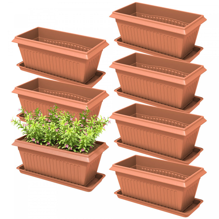 Outsunny Lot de 7 pots de fleurs de 15,7\" avec trous de drainage, marron